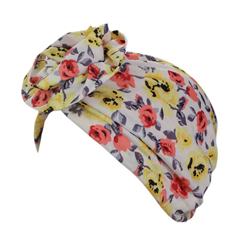 Мусульманский женский большой цветочный принт тюрбан из хлопка шляпа Головной