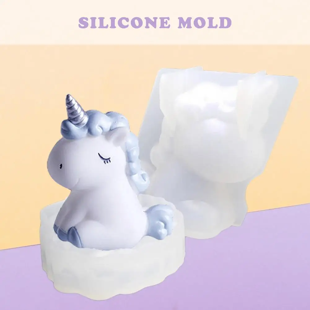 

Transparent Unicorn Silicone Epoxy Resin Molds Animal Handmade Aromatherapy Candle Making Form Decoration Tool