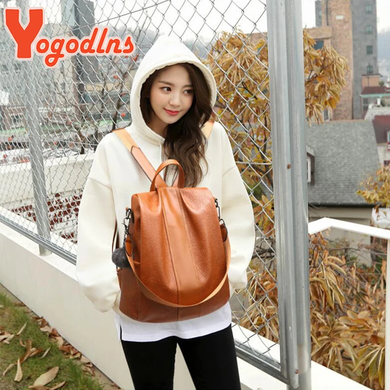Yogodlns новинка женский рюкзак из искусственной кожи чистый цвет Женская дорожная