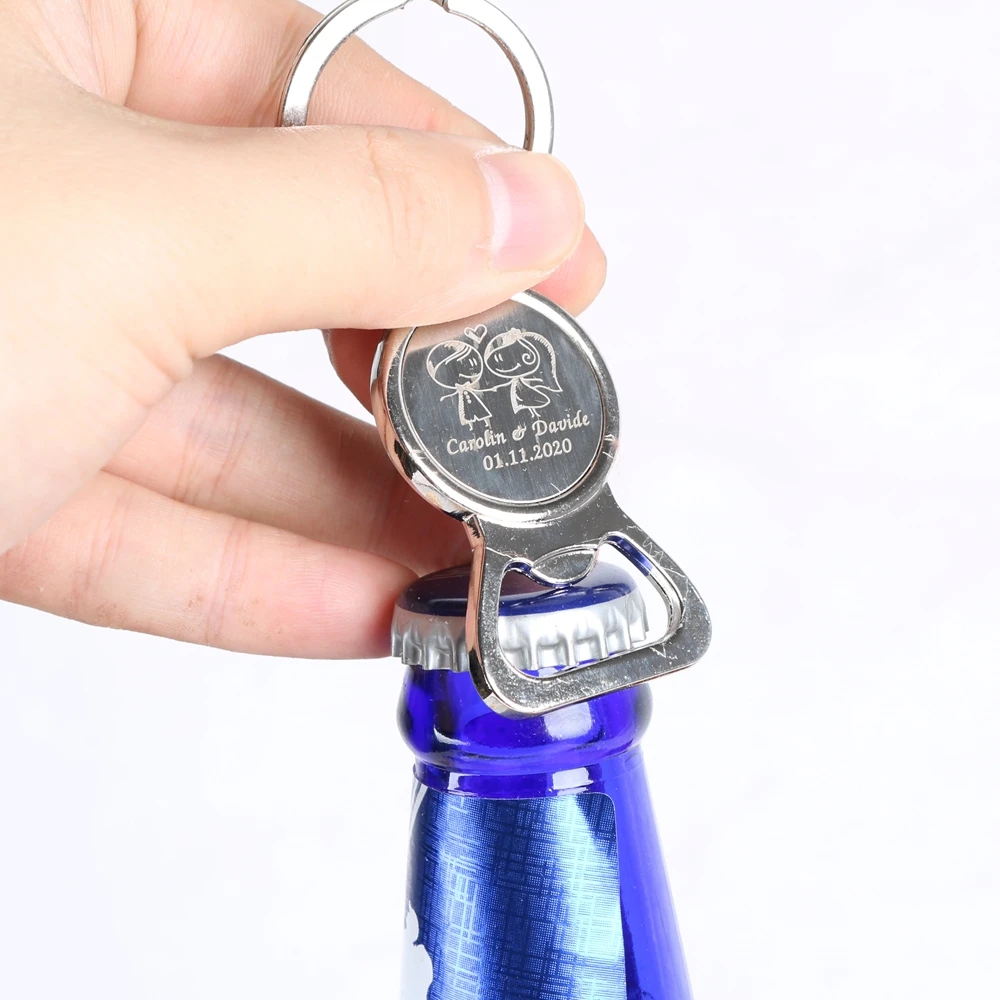 30 шт. персонализированный текст металлический открывалка для бутылок брелок на