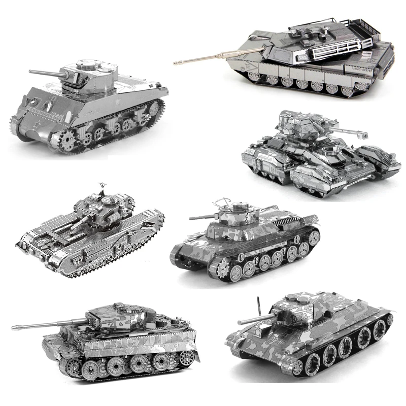 

3D Metal Puzzle Tiger Tank T34 tank Chieftain Tank MK50 Sherman Tank model KITS Assemble Jigsaw Puzzle Gift Toys For Children