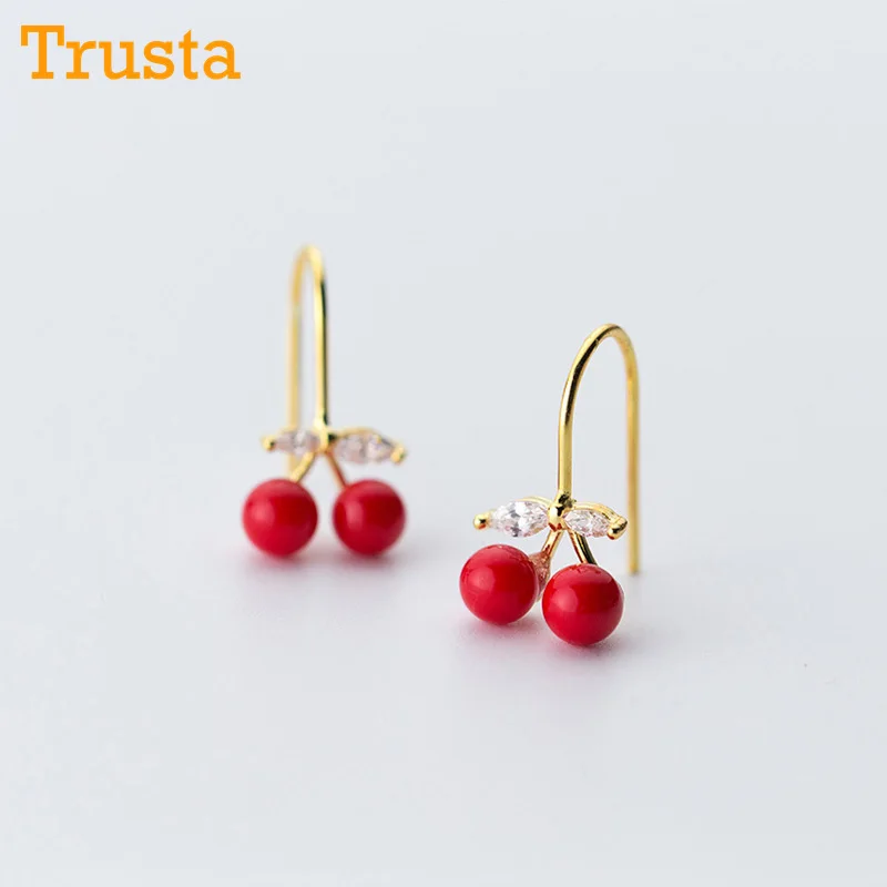 Trusta 925 пробы серебряные модные милые миниатюрные симметричные 5 мм X 5 мм красные серьги-гвоздики в виде яблока подарок для школьниц, детей, леди DS605