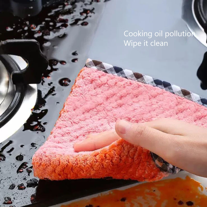 

Kitchen Daily Dish Towel, Dish Cloth, Kitchen Rag, Non-Stick Oil, Thickened Table Cleaning Cloth, Absorbent Scouring Pad