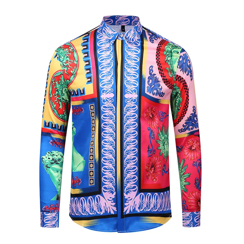 Рубашка с Медузой для мужчин 3d принт персонажа длинный рукав Сращивание рубашка