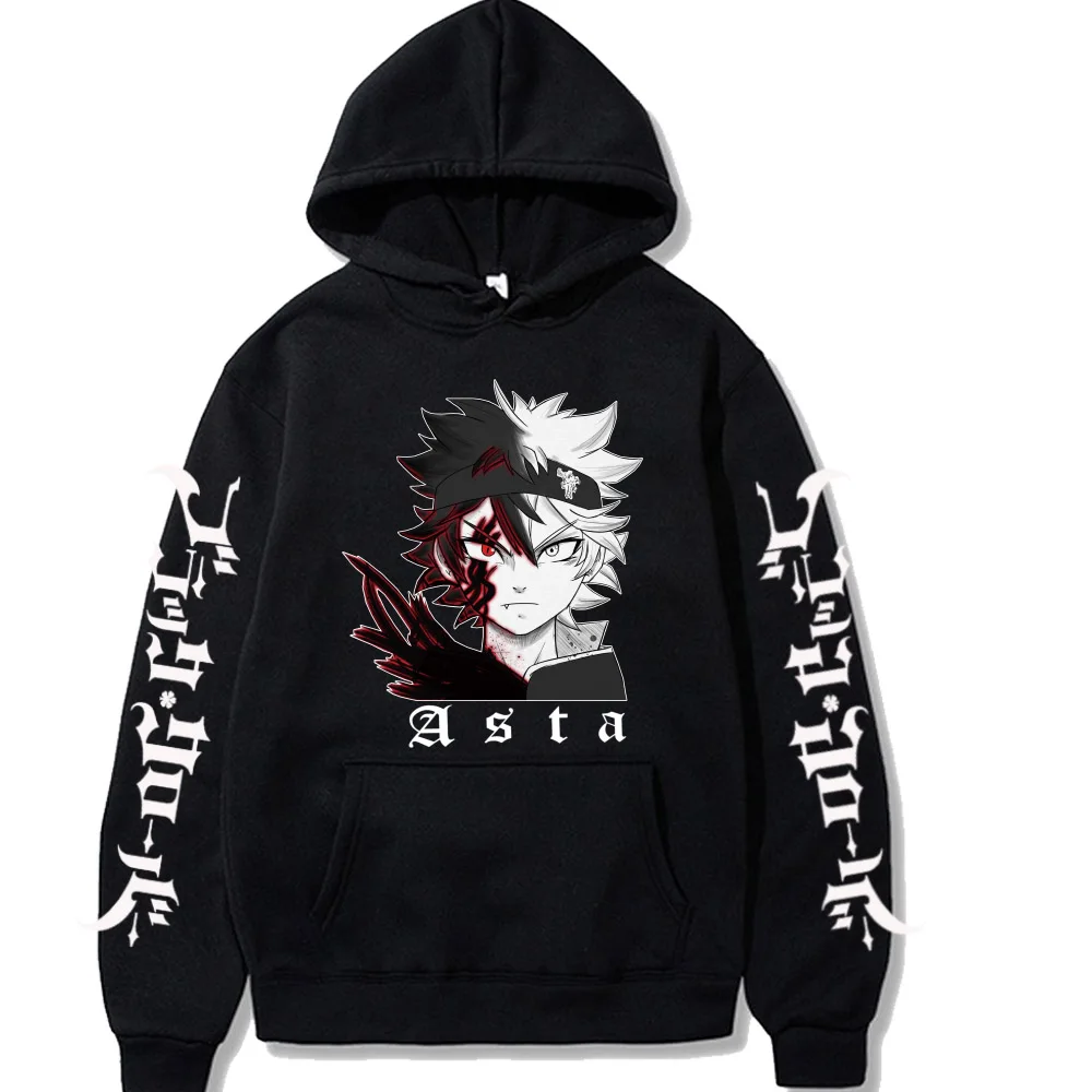 

Hot Anime Hoodie Black Clover Asta Fashion Pullover Tops Long Sleeve Uniex