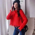 Dabuwawa потертый свободный крой джемпер, пуловер, Однотонный свитер, женские повседневные свитера с круглым вырезом и рукавами реглан DN1DKT037