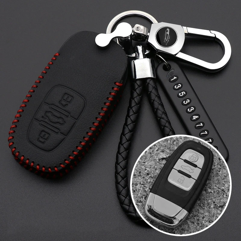 Кожаный чехол для автомобильного ключа ручной работы защитный Audi A3 A4 A5 Q8 C8 A6 A7 A8 2018