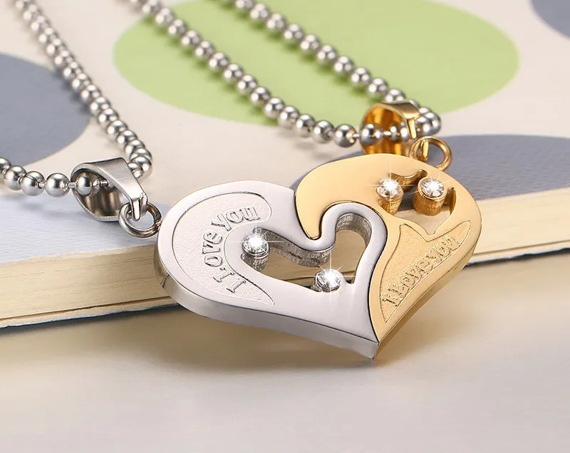 Мужские Нержавеющая сталь цепи черное сердце любовь Ожерелья для мужчин Пары