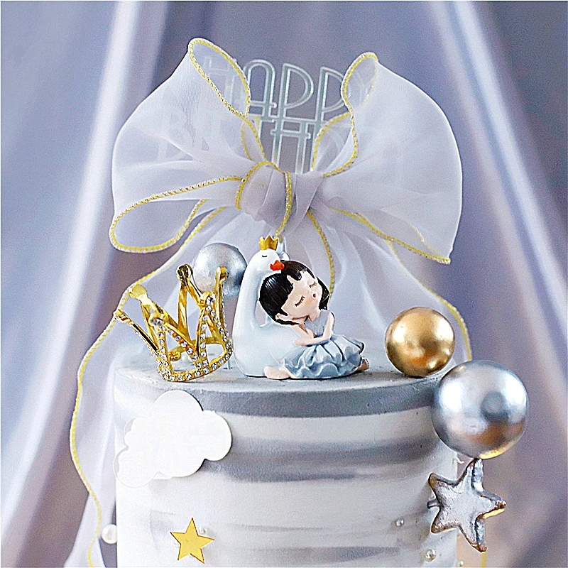 Белый розовый балетные украшения для девочек крюк цветок с днем рождения торт