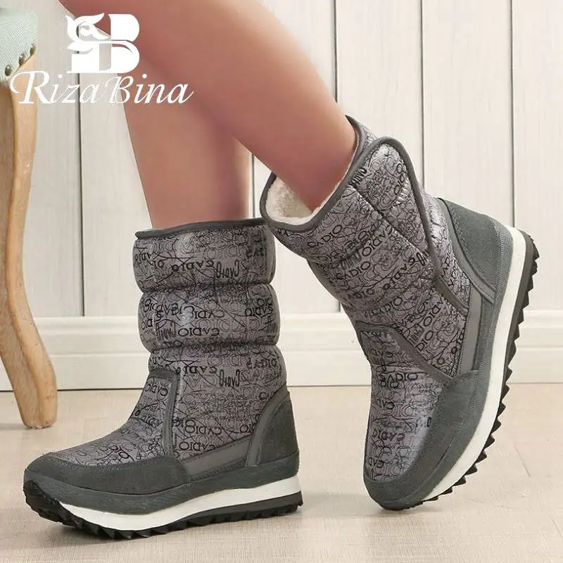 RizaBina/2020 женские сапоги до середины икры с Плюшевым Мехом Теплые зимние