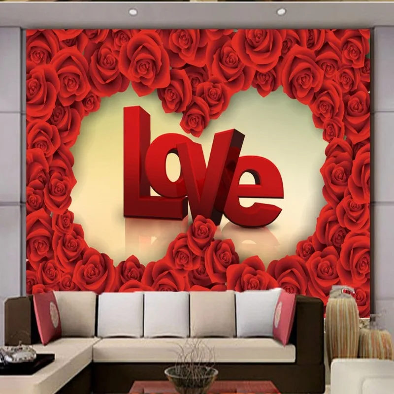 

Dropship Custom Flower Wallpaper Romantic LOVE Wedding Room Wallpaper For Living Room Foto Wall Mural Fotomurales Para Pared