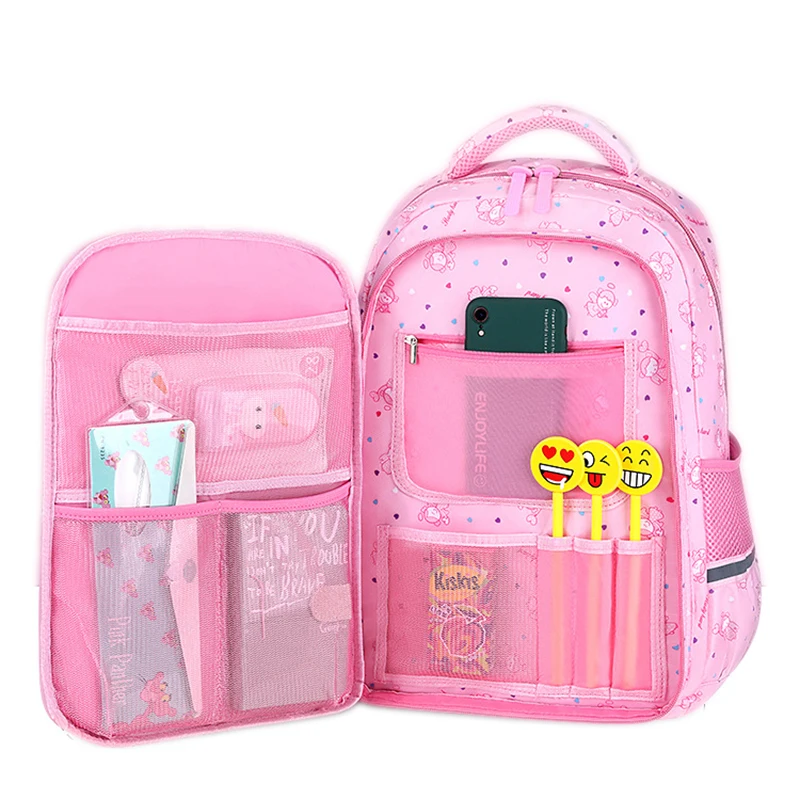 Ортопедические школьные ранцы для детей, вместительные дорожные рюкзаки с мультяшным принтом принцессы, школьная сумка, 2 размера