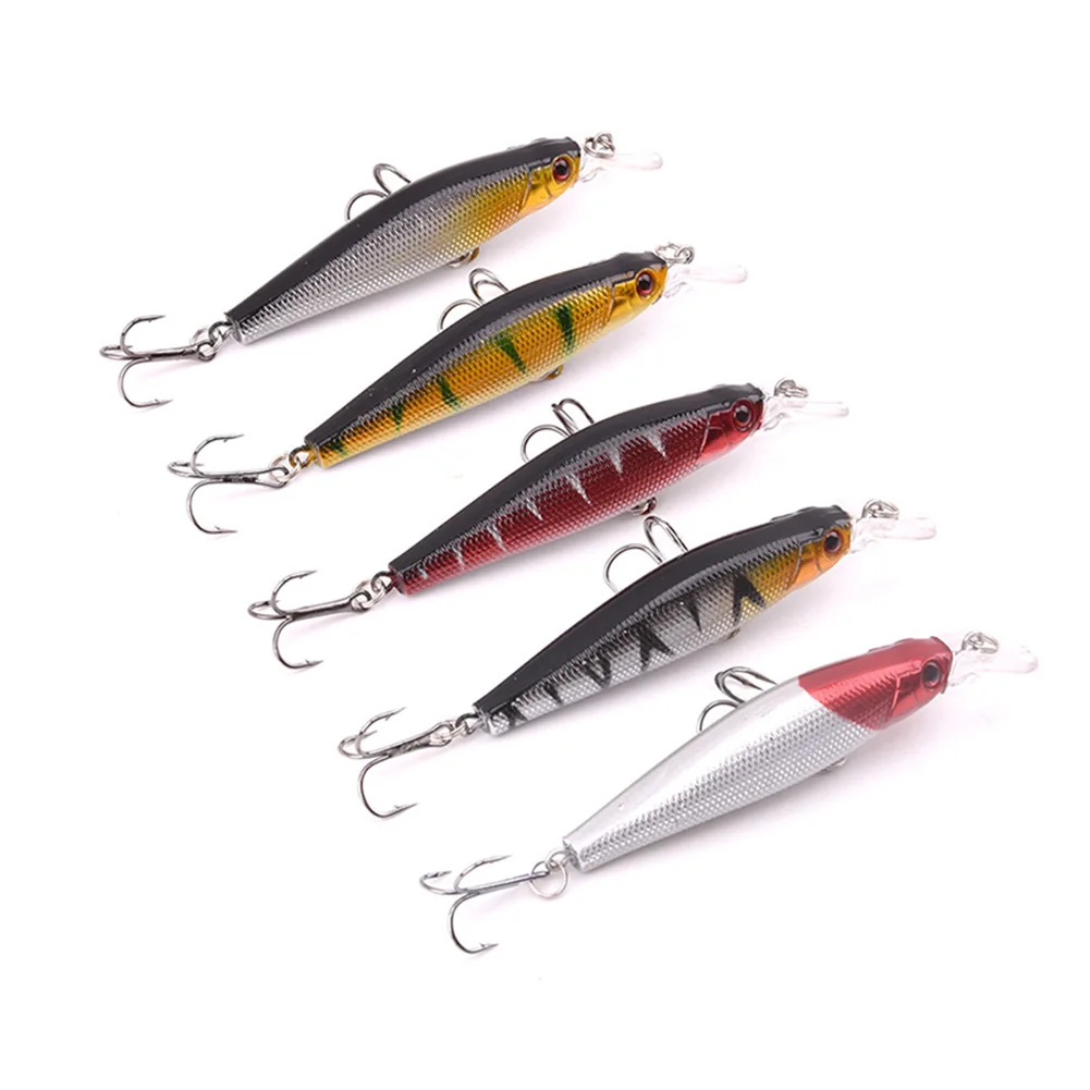 

5pcs Fishing Lures Bionic Bait 3d Eyes 85mm Double Hooks Artificial Hard Bait Fishing Equipment Pesca Accesorios Mar