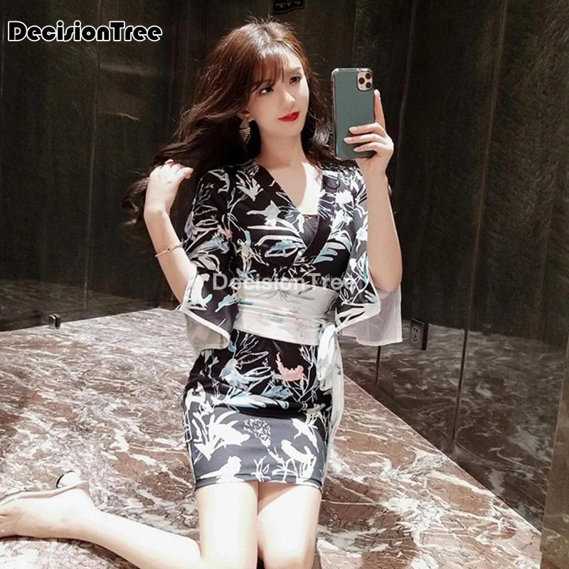 Японское кимоно женское юката японское с поясом атласная Шелковая пижама