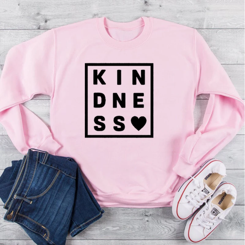 

Kawaii Be Kindness lover bees Letter 100% Cotton Sweatshirt Fashion Women Pullover Full Long Sleeve Top Shirt Casual Clothing