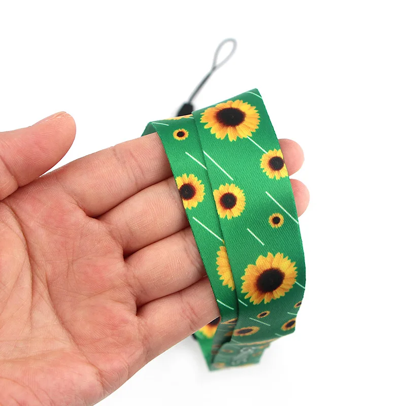 

K2051 Wholesale 20pcs/lot Sunflower Lanyard For Keys Phone Lanyard Neck Strap Keychain ID Badge Holder Hanging Rope
