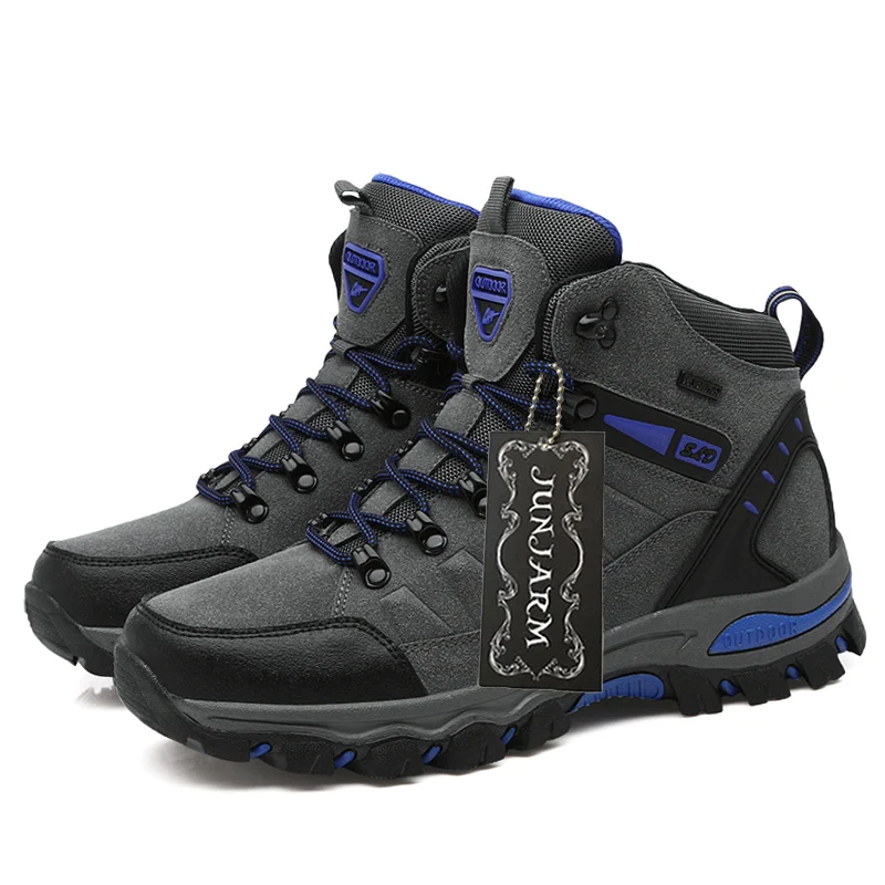 Мужские Нескользящие кроссовки JUNJARM Черные Водонепроницаемые уличные ботинки на