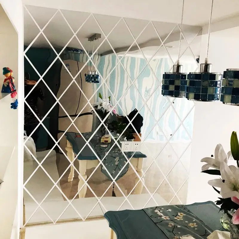 

Diamond Waterproof Acrylic Wall Sticker Wall Sticker Fashion Beautiful Mirror Effect Decor DIY 17-Piece Mirror Wall Sticker
