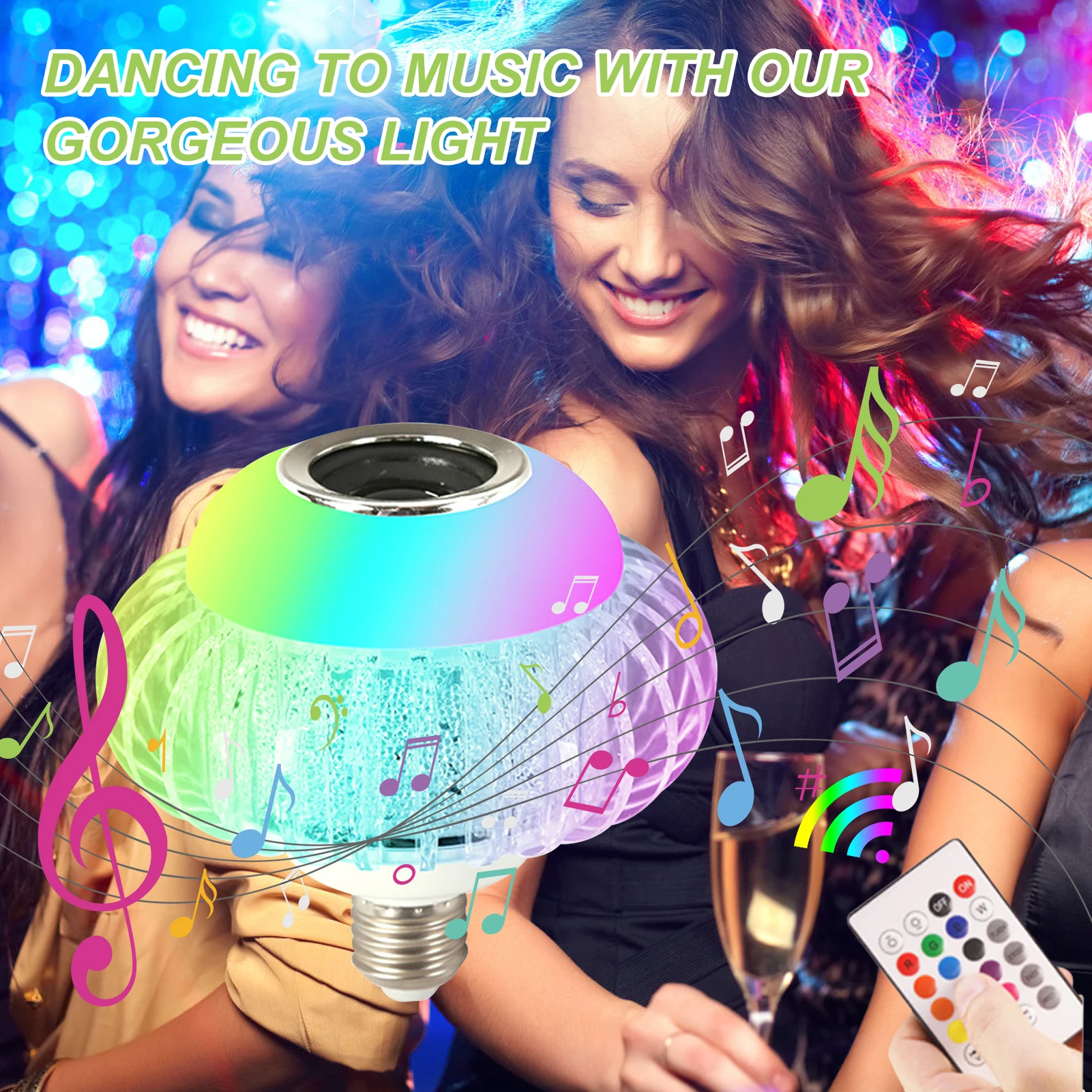 

AC85-265V 15W RGB S-mart BT Connected LEDs Bulb Light with Controller BT Speaker Dimmable E27 for Home Party DJ Show Decoration