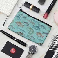 new fashion women and men funny fish coin purse lady wallet money pouch lipstick air cushion cosmetic brush with a zipper bag