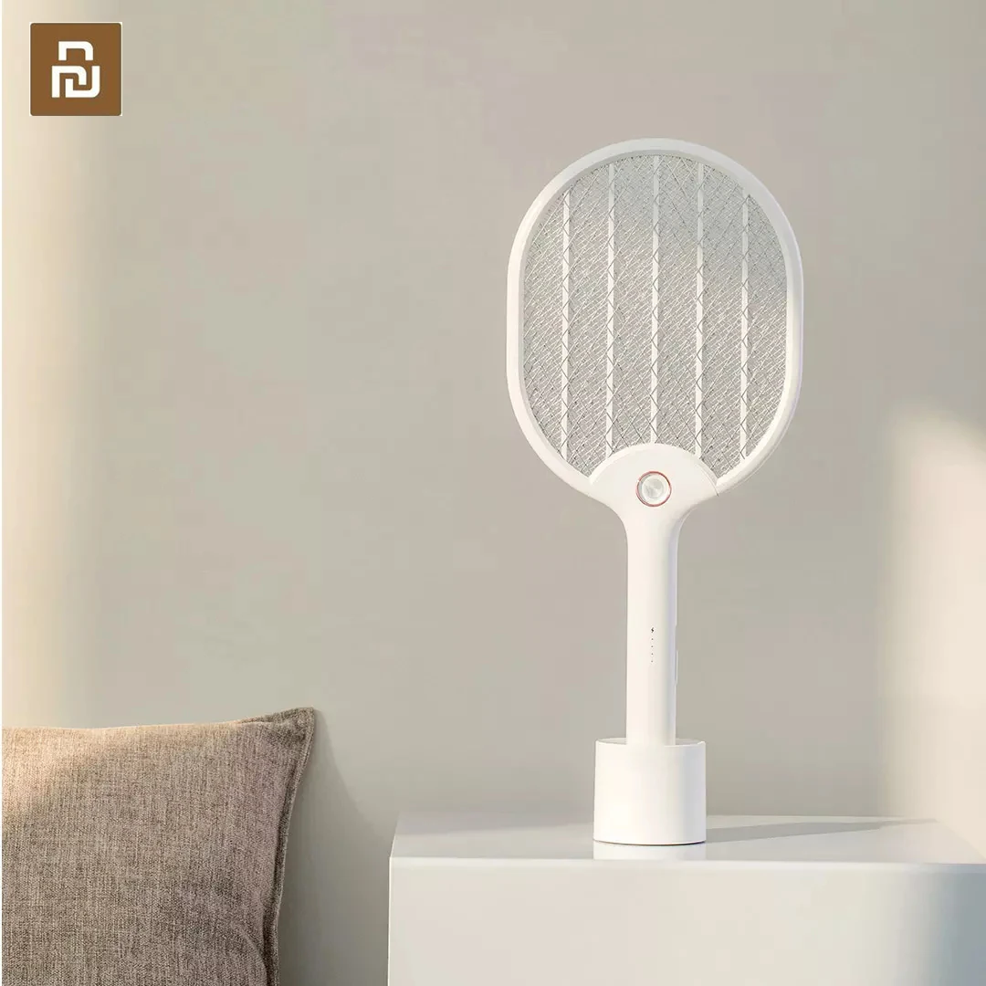 

New Youpin Jordan&Judy Rechargeable Electric Mosquito Swatter Pure White Grid Assisted By LED Lighting Double Safety Switch