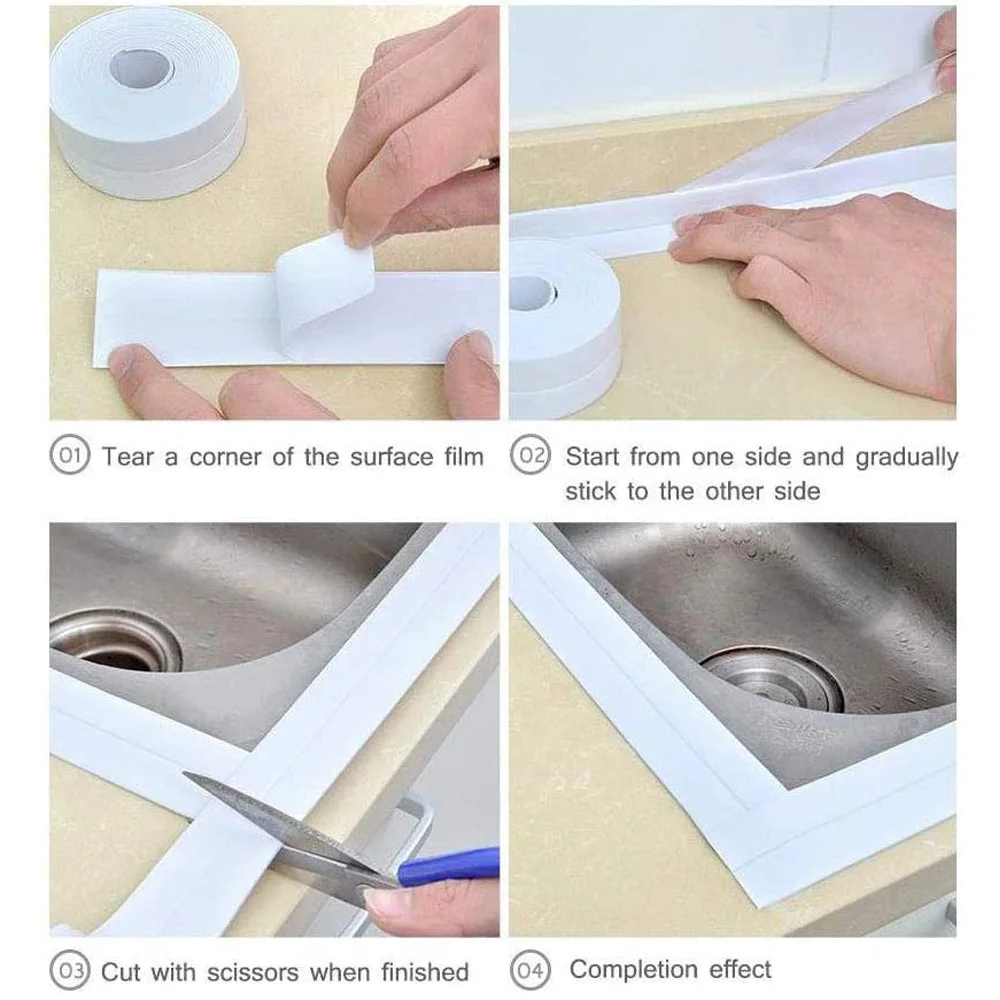 Kitchen Bathroom Shower Sink Bath Sealing Strip Tape PVC Self Adhesive Waterproof Wall Sticker Toilet Crack Corner | Дом и сад