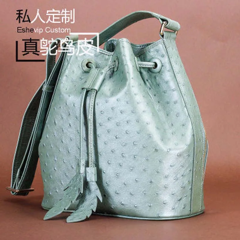 Летняя популярная стильная женская сумка-мешок ourui из настоящей страусиной кожи