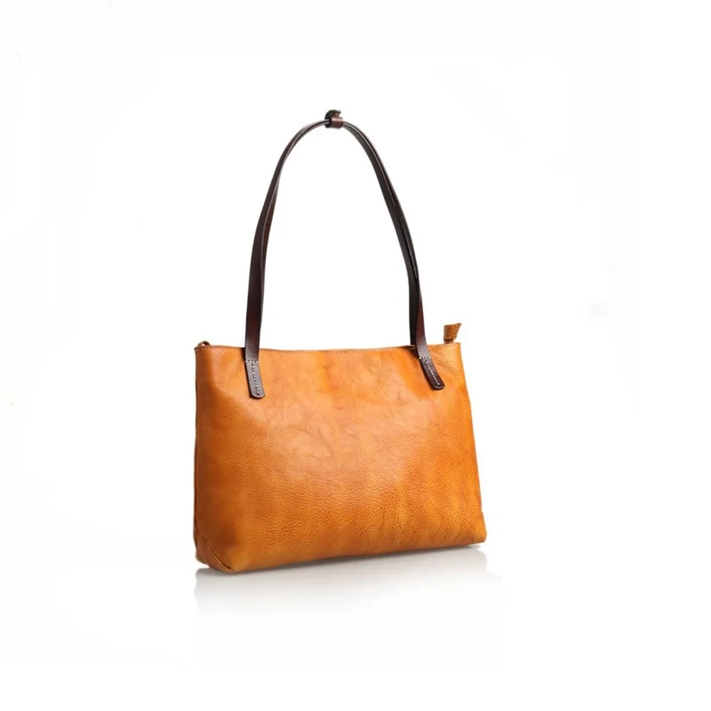 

2021 new original handmade high quality handbag fashion luxury cowhide contrast color tote bag