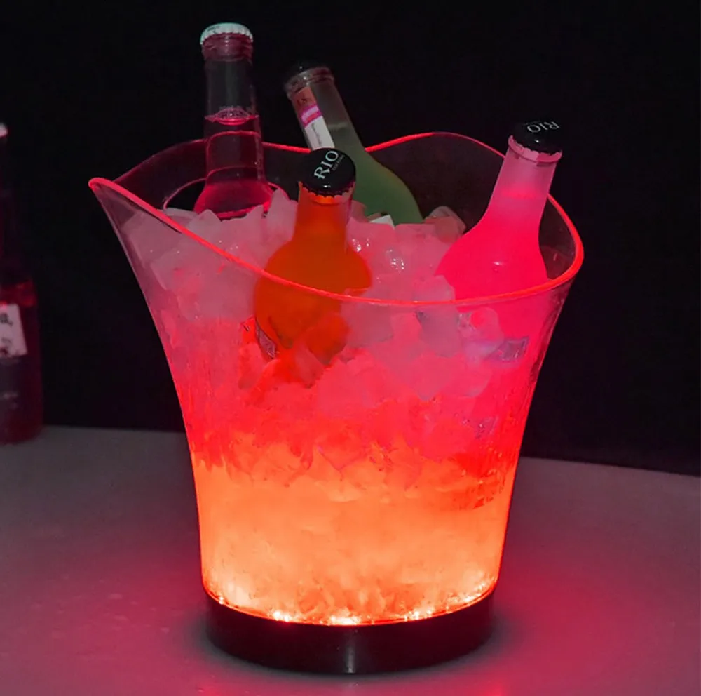 

LED Rechargeable Ice Bucket 5.5L wine whisky Cooler Colors Changing Champagne Wine Bucket for Party Home Bar nightclub 7A