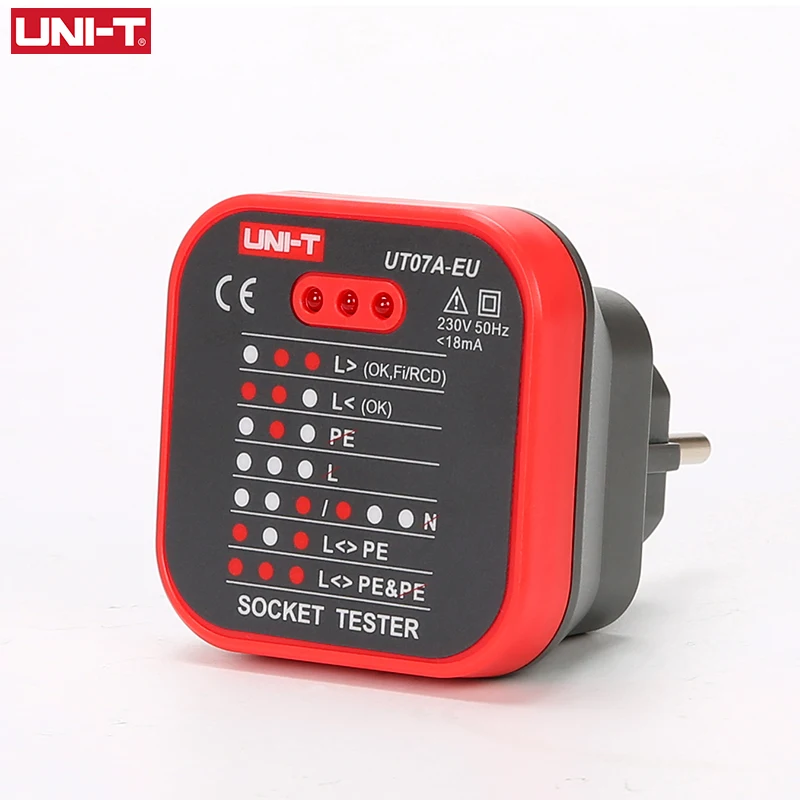 UNI T UT07 розетка тестеры про детектор ЕС Великобритании Вилка RCD нейтральная