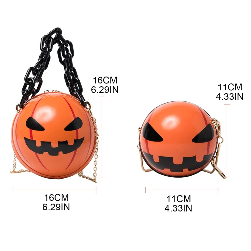 

Women Round Pumpkin Handbag Halloween Devil Crossbody Bags Trick or Treat Bag