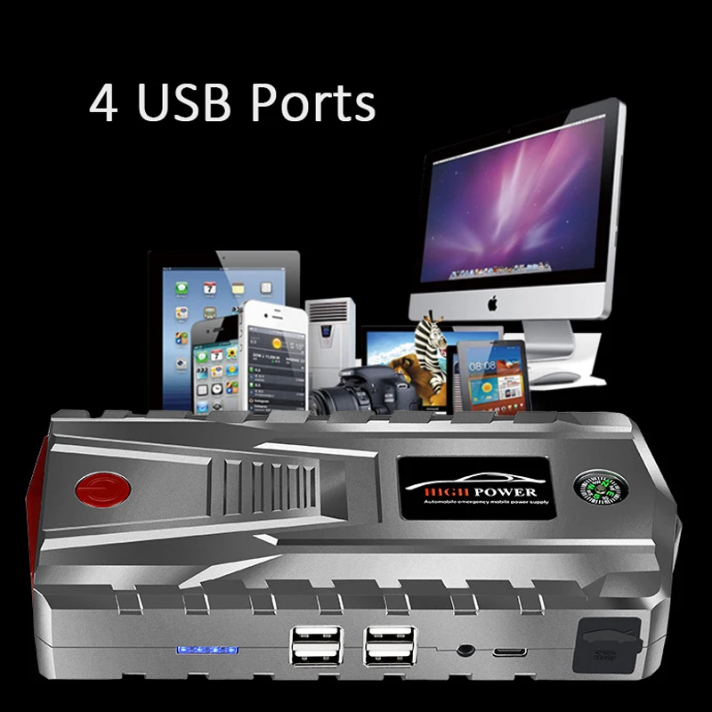 car jump starter 28000mah 800a portable emergency starter power bank for mobile phone 12v auto booster starting device battery free global shipping