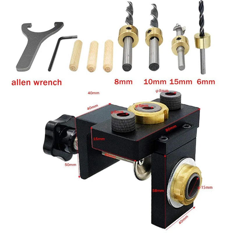 

9Pcs/Set Jig Pocket Hole Jig Kit Wood Vertical Drilling Detachable Locator for Furniture Connecting Hole Puncher Carpentry Tools