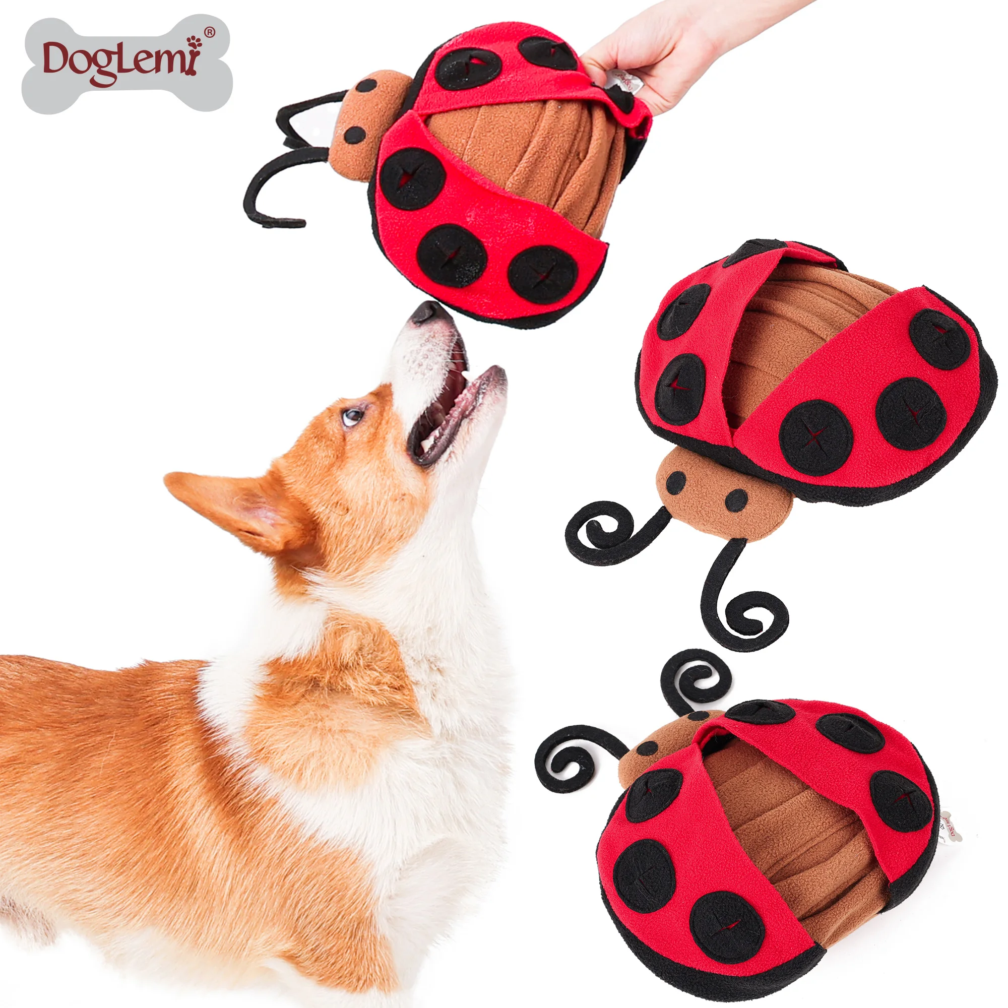 

Doglemi Ladybird Design Dog Toys Plush Pet Chew Toy Snuffling IQ Training Pet Products