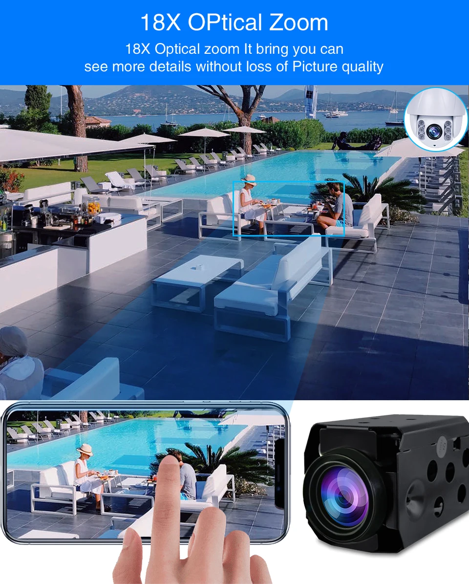 Cctv ip камера s модуль Onvif H.265 4MP ip Камера ptz 18X зум видео наблюдение сетевой блок Модуль камеры для БПЛА videcam