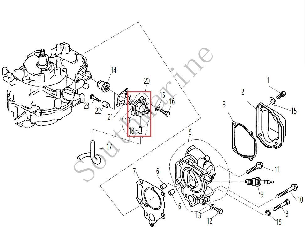 

Boat Motor 68D-E2413-00-1S Cover and spile water assy for Yamaha F4 F5 outboard motor 4-stroke
