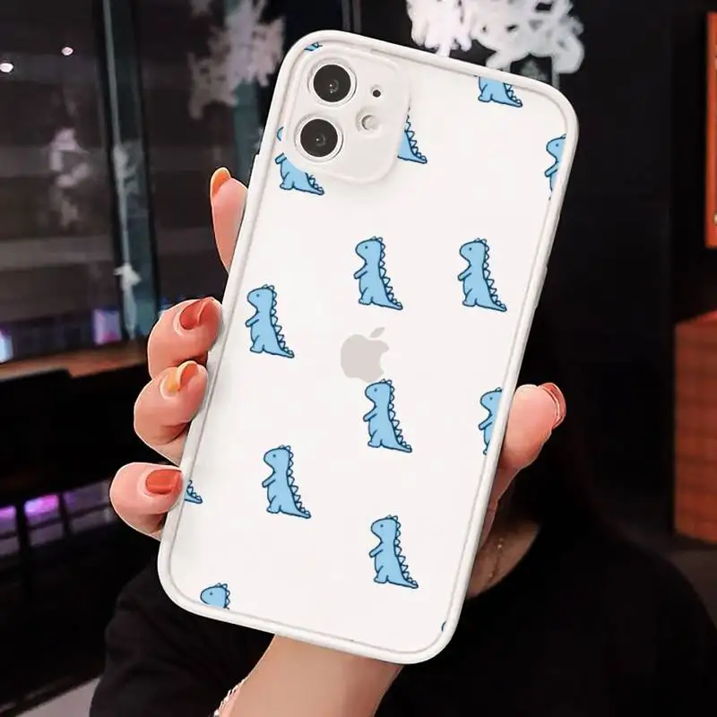 

Cute Dinosaur Baby Fashion Phone Cases Matte transparent For White iPhone 12 Mini 11 Pro XR XS Max 7 8 Plus X Back Cover