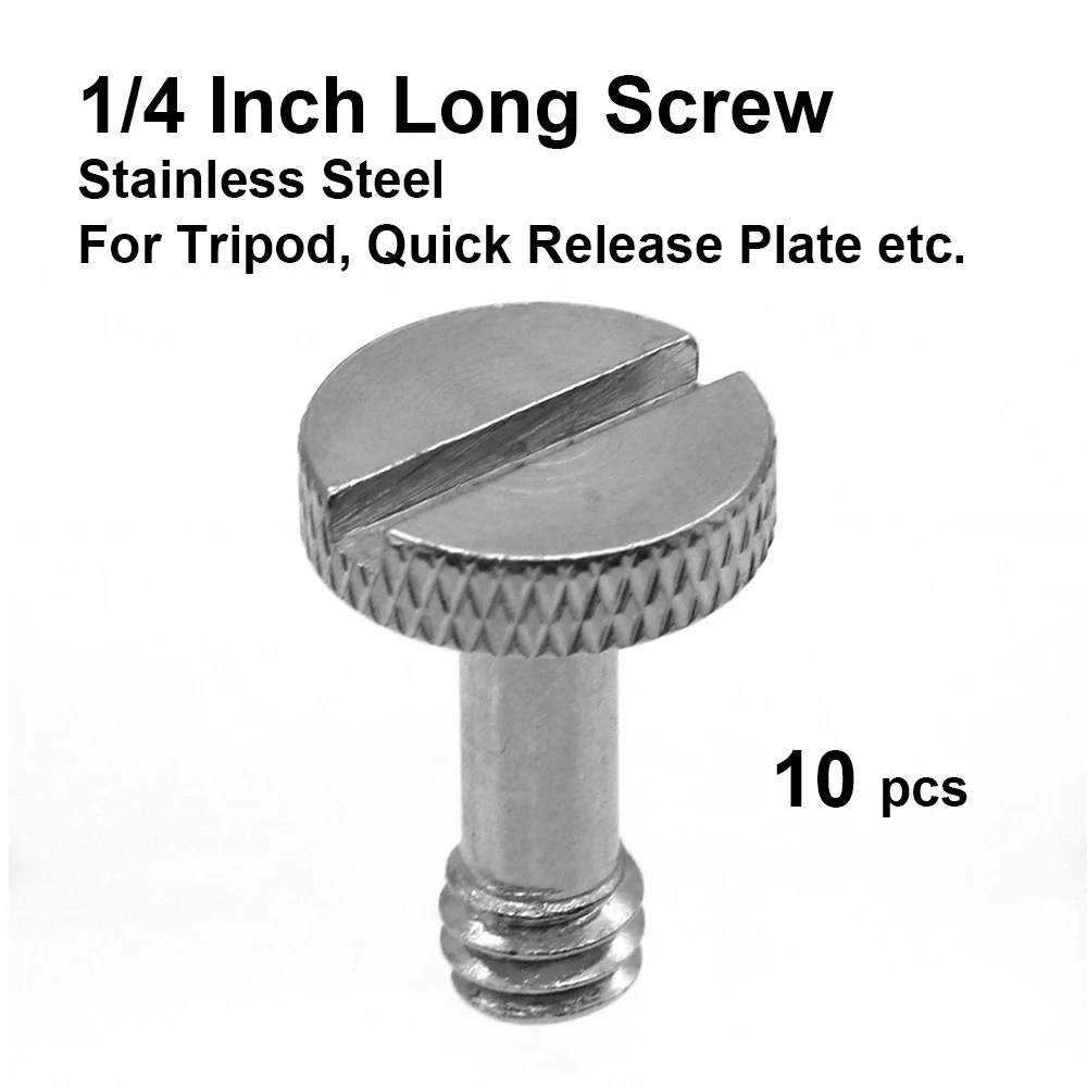 

10pcs 1/4" 1/4 Inch Stainless Steel Long Camera Screw for Tripod Ball Head, Quick Release Plate etc.Camera Accessories