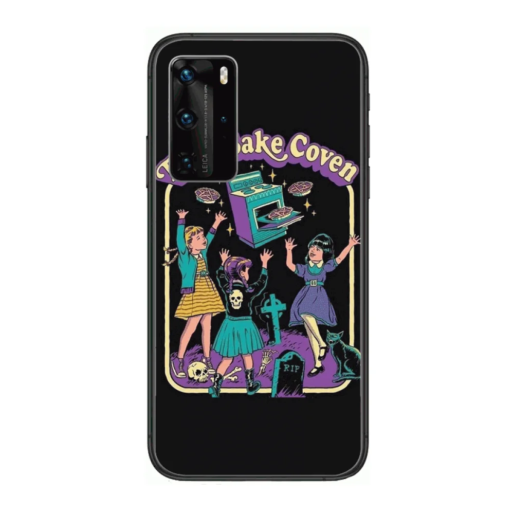 

Let's summon demons at Halloween Phone Case For Huawei P 40 30 20 10 Lite Smart Z Pro Black Etui Coque Painting Hoesjes comic fa