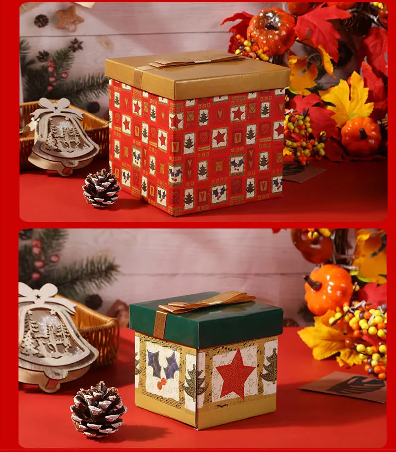 

3/6/9/12pcs Kraft Paper Candy Boxes Merry Christmas Cookie Gift Box Clear Window Packaging Bag Party Favor New Year Decoration