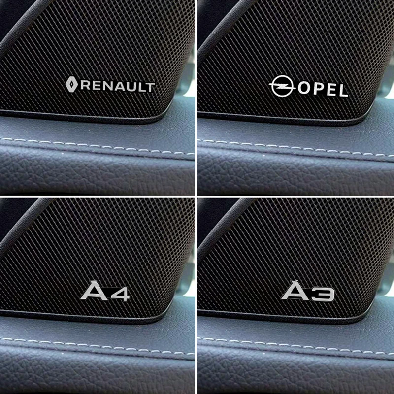 4 шт. алюминиевые 3d наклейки эмблемы для динамиков Audi A3 A4 A6 renault opel|Наклейки на