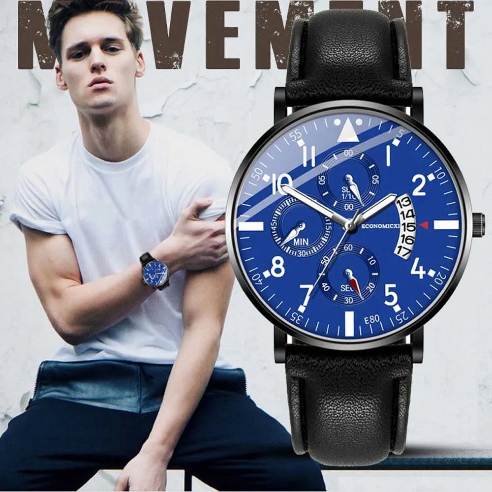 Для мужчин's часы Бизнес Роскошные спортивные аналоговые кварцевые с кожанным