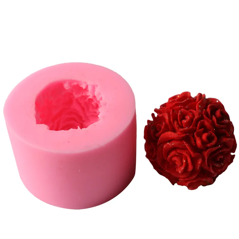 

Rose Silicone Molds soap Candle Mould Cake Decorating Tools flower ball 3D Mold