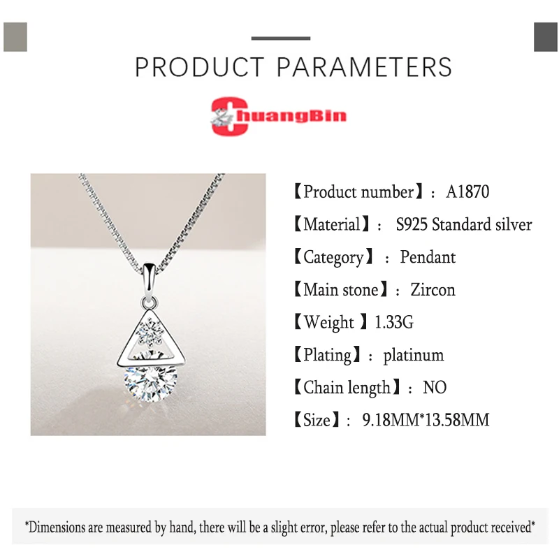 

Genuine S925 sterling silver female Triangle pendant Korean personality zircon fashion Micro inlay creative pendant silverware