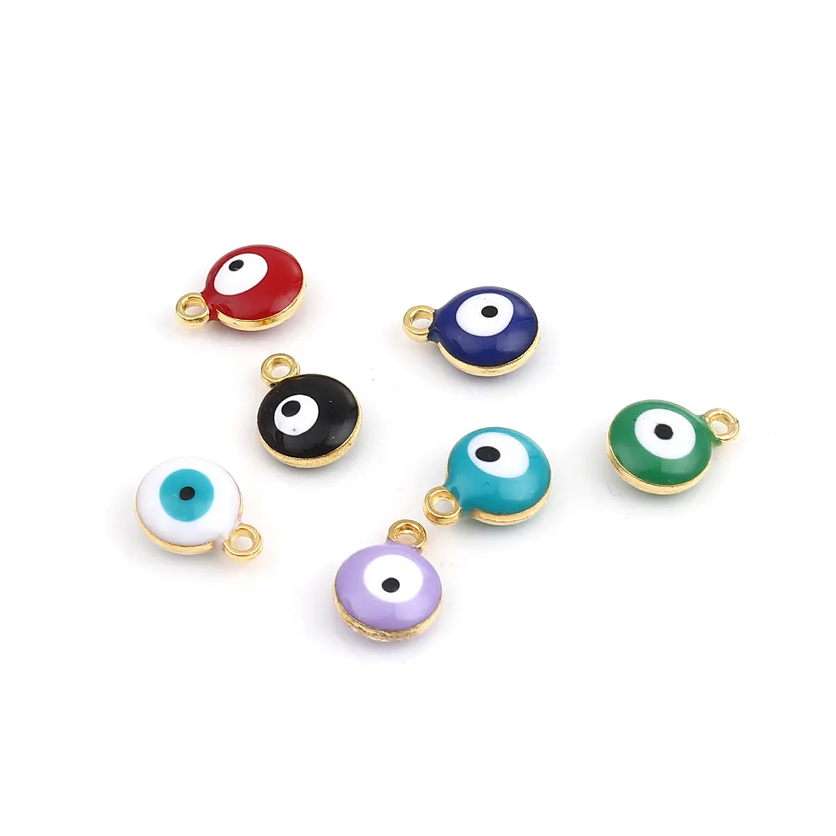 

20 PCs Enamel Evil Eye Charms Zinc Based Alloy Religious Round Charms Gold Color Silver Color For DIY Jewelry Making 13*10mm