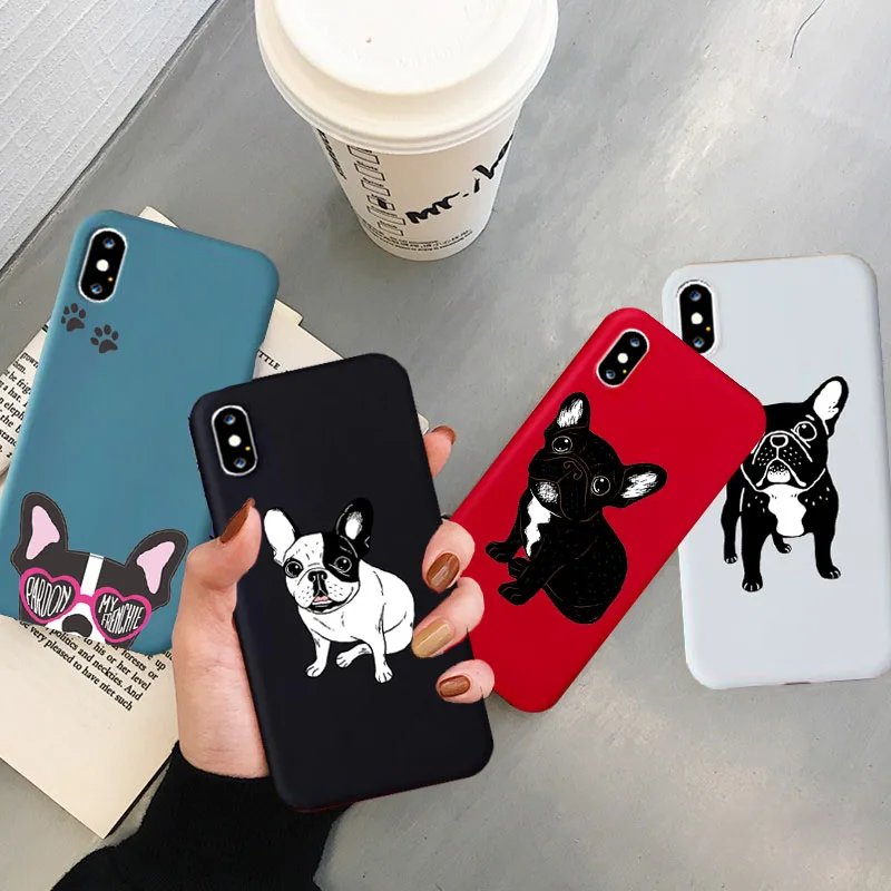 New Cute Brindle Frenchie Puppy Case for IPhone 12 11 Pro X XR XS Max 8 7 6 6S Plus SE 20 13 Cover Soft Silicone Phone Case Capa