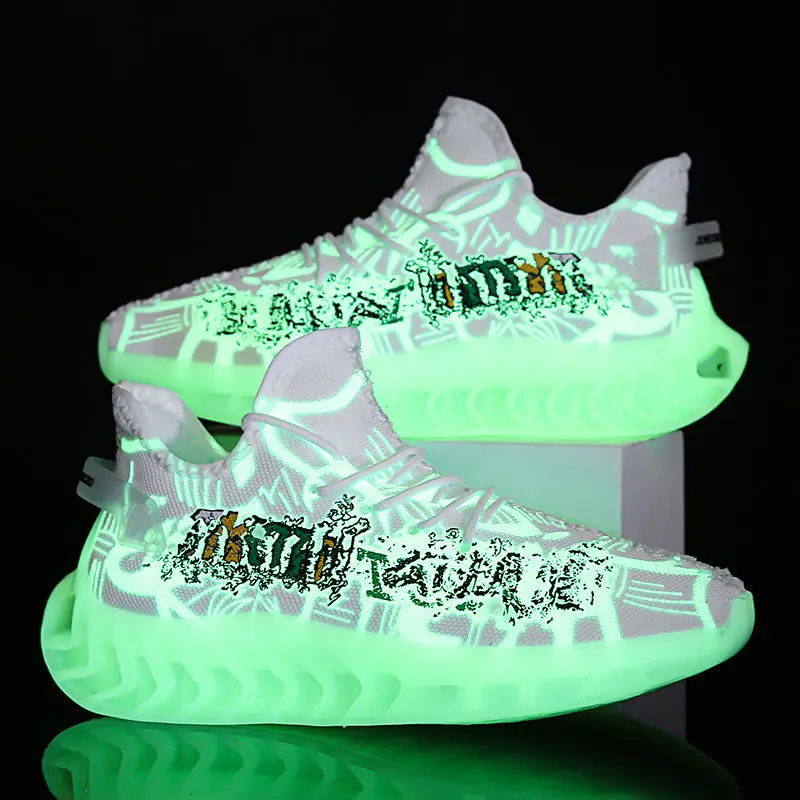 

Maycaur Summer Men Fashion Sneakers Starry Luminous Shoes Mesh Breathable Comfortable Running Shoes Unisex Air Tenis White Shoes