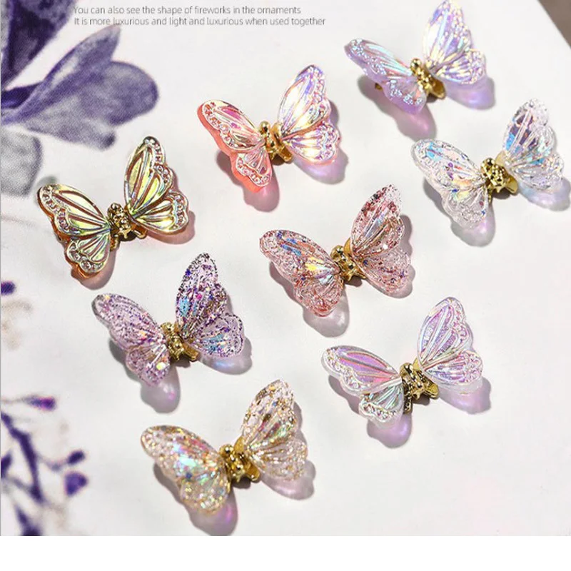 

New Nail Art Decorations Luxury Rhinestones For Three-dimensional Aurora Smart Butterfly Chains Nail Jewelry Accessories 1pcs