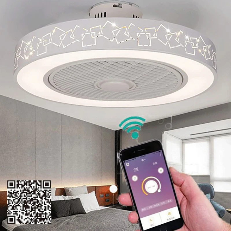Verkaufen Decke Fan Lampe Fernbedienung Handy App Bluetooth Steuer Mit Lichter Indoor Hause Decke Fans Gute Schlaf 50cm 220v
