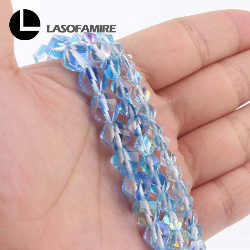 Faceted Blue Natural Austrian Crystal Beads Loose Spacer for Jewelry Making DIY Bracelets Earrings 6/8/10mm 15'' Wholesale |